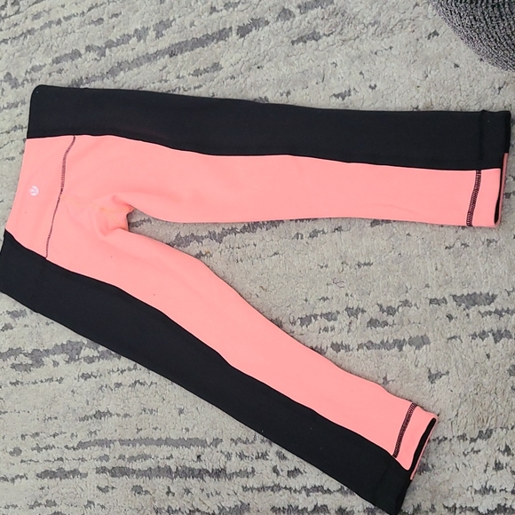 Lululemon Wunder Under Crop *Bonded Stripe Black / Pop Orange / Black - Picture 9 of 11